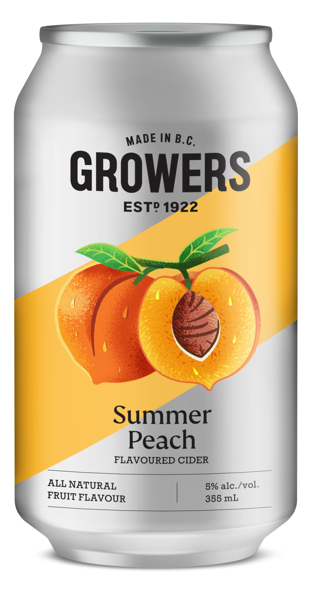 Can of Growers Summer Peach cider