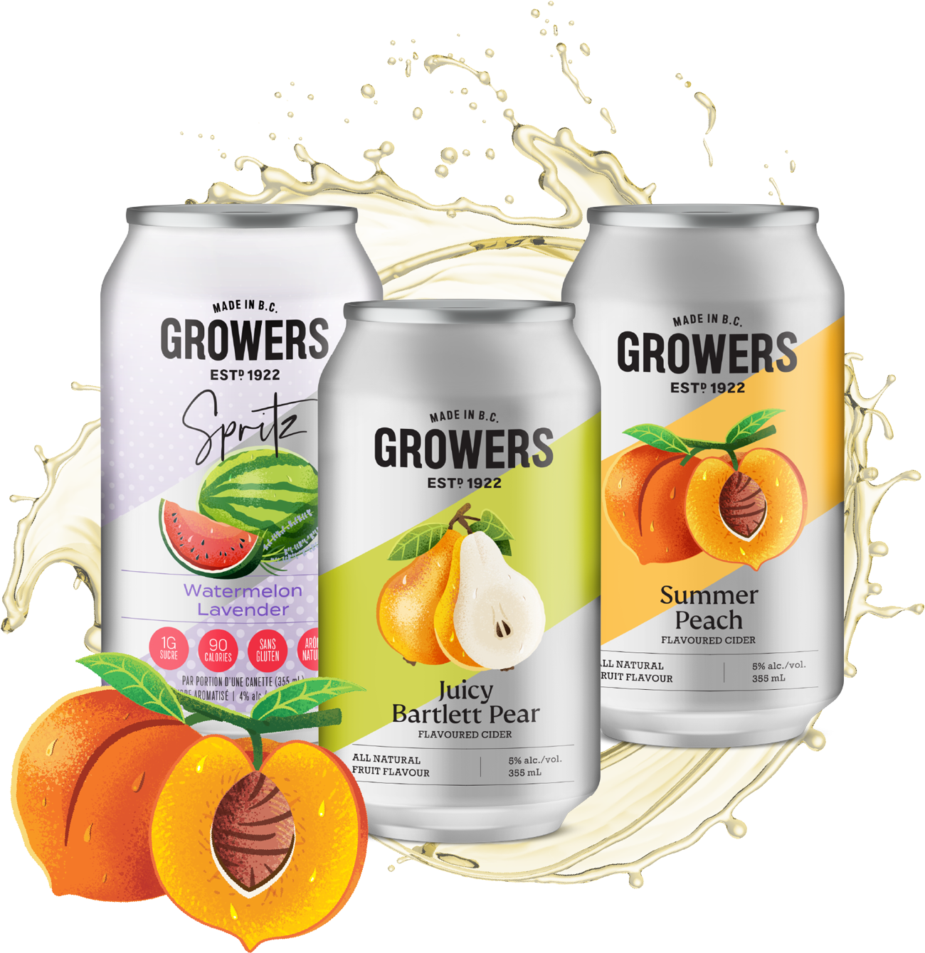Three cans of Growers ciders