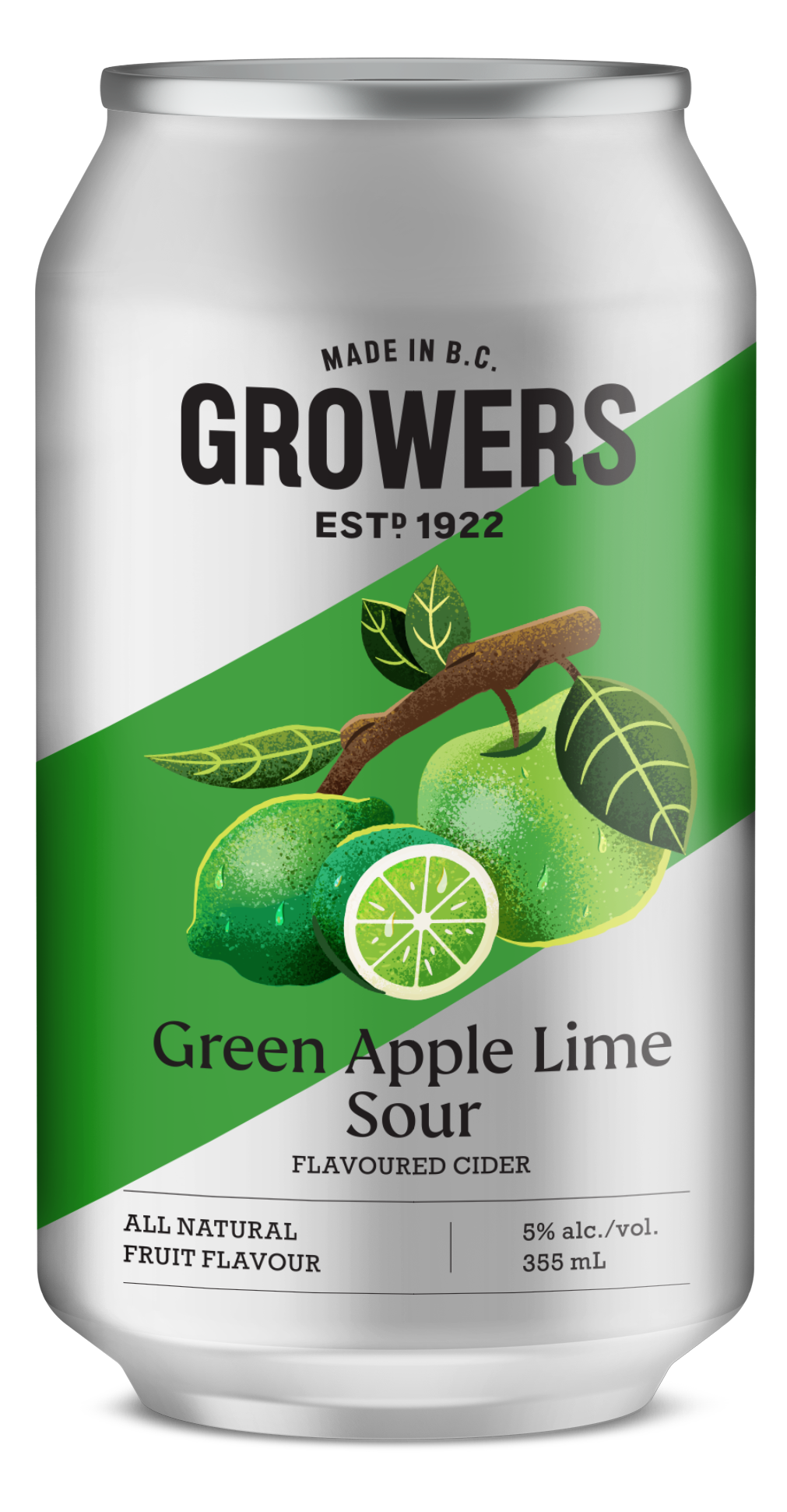 Can of Growers Green Apple Lime Sour cider
