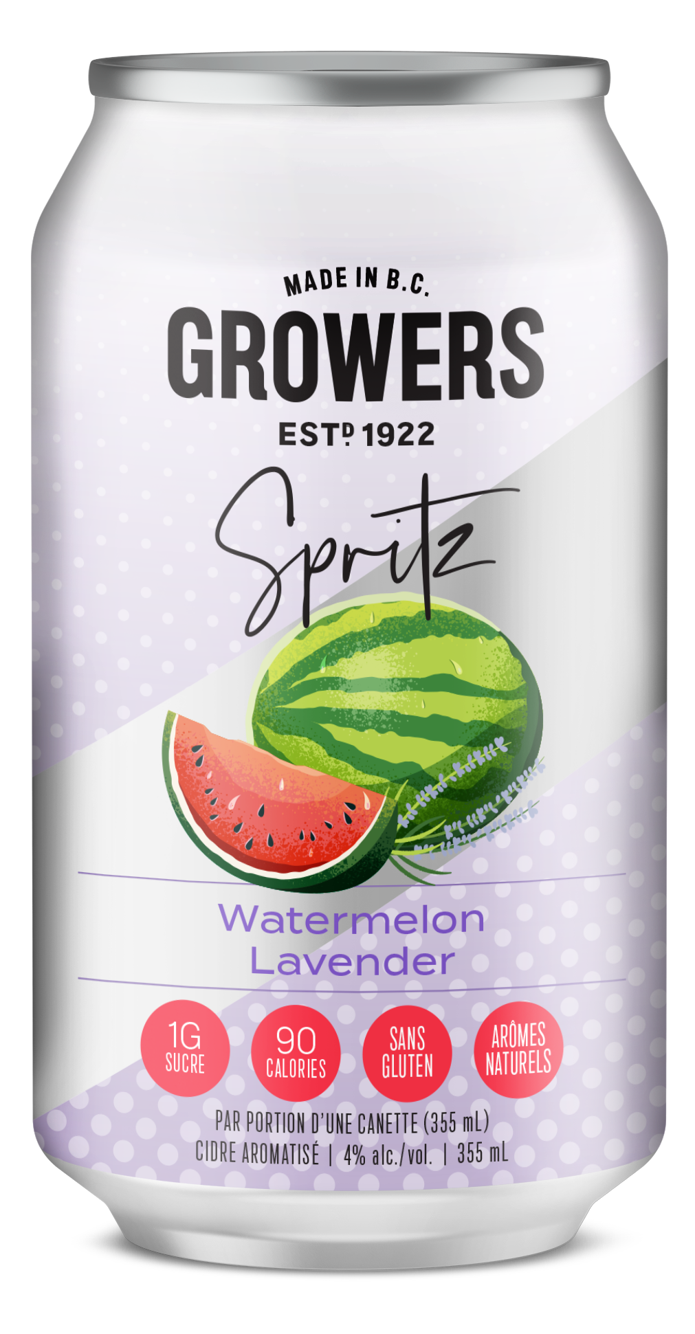Can of Growers Watermelon Lavender cider