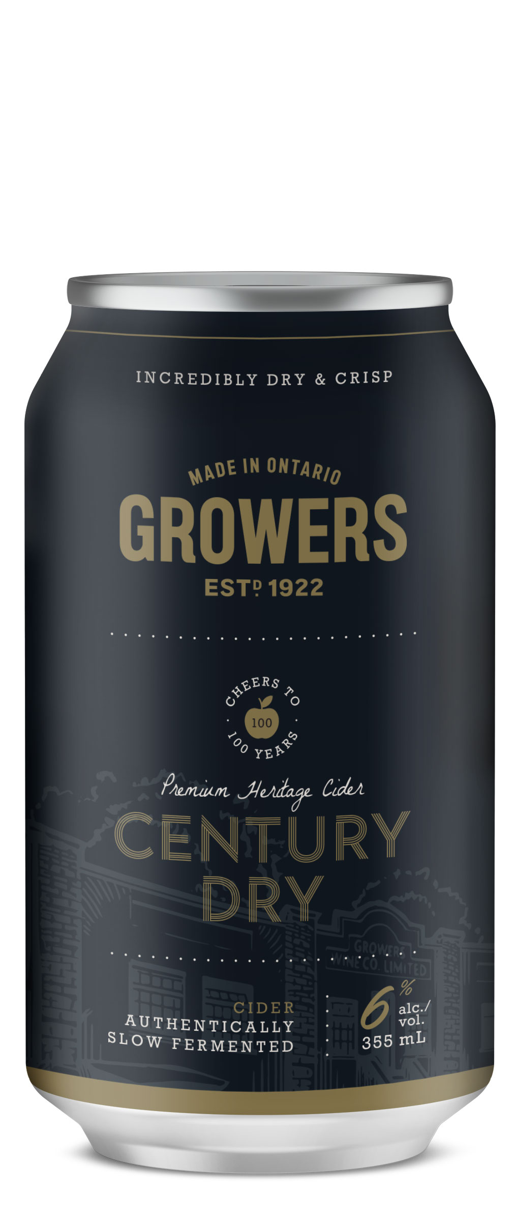 Can of Century Dry Growers cider