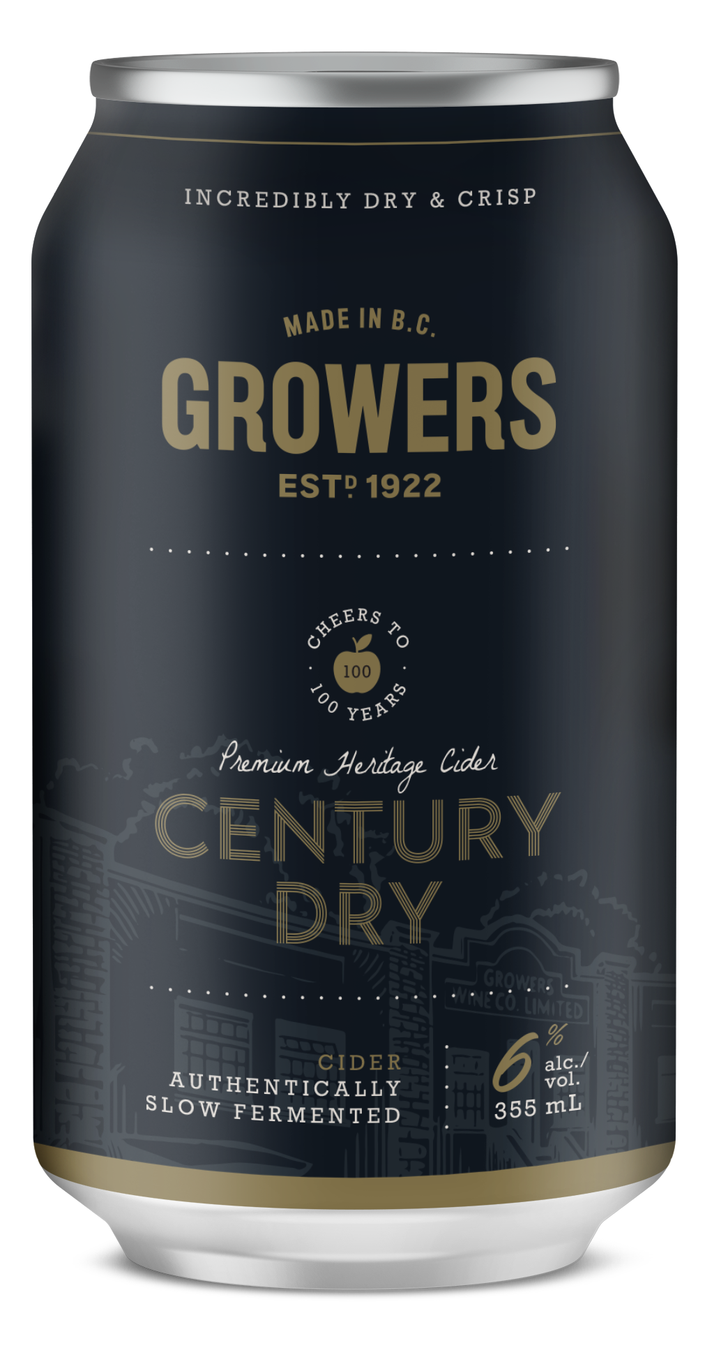 Can of Century Dry Growers Cider