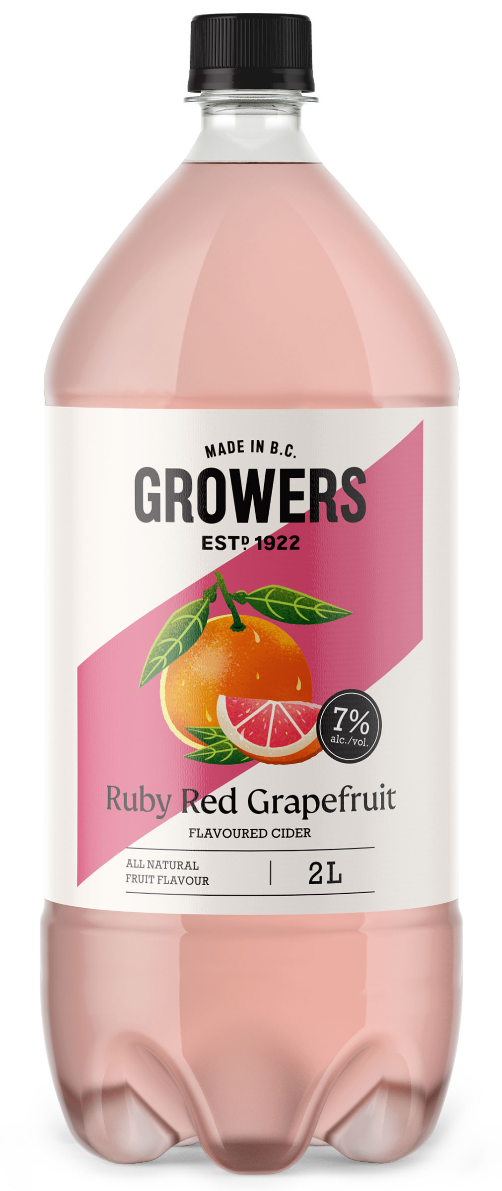 Bottle of Growers Ruby Red Grapefruit cider